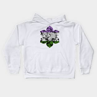 Flight Over Flowers of Fantasy - Genderqueer Pride Flag Kids Hoodie